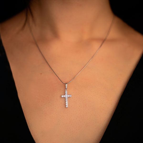 Подвеска-крестик с фианитами Серебро 925 Симона 3397-Ю фото